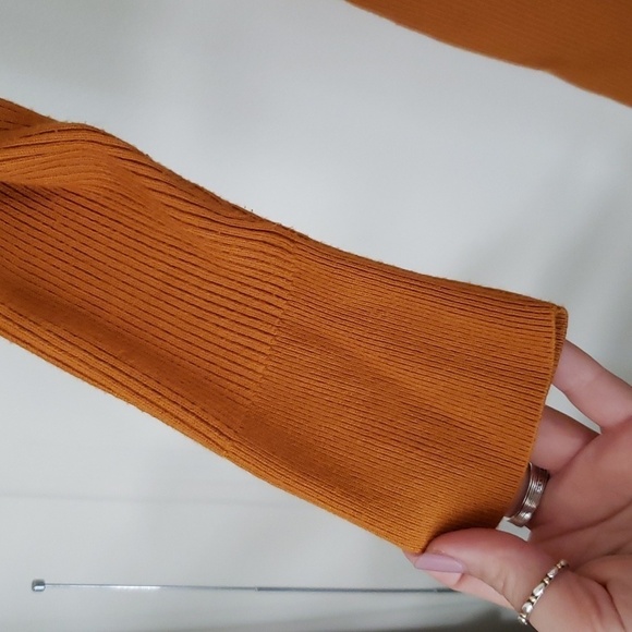 Moth Anthropologie mustard yellow button down ribbed sweater midi maxi dress Med - Picture 8 of 12